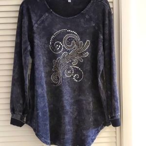 Cotton tunic distressed black with bling design